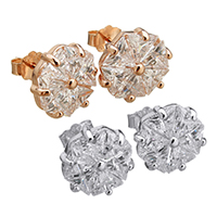 925 Sterling Silver Stud Earring, Hexagon, plated, for woman & with cubic zirconia, more colors for choice, 11x11.50mm, 5Pairs/Lot, Sold By Lot