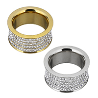 Unisex Finger Ring Stainless Steel with Rhinestone Clay Pave plated 11mm Sold By PC