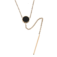 Stainless Steel Jewelry Necklace, with 2lnch extender chain, rose gold color plated, oval chain & for woman & enamel, 9mm, 1x27mm, 1mm, Sold Per Approx 16.5 Inch Strand