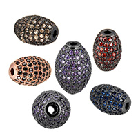 Cubic Zirconia Micro Pave Brass Beads Oval plated & micro pave cubic zirconia nickel lead & cadmium free Sold By Lot