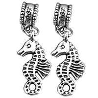 Tibetan Style Animal Pendants, Seahorse, antique silver color plated, nickel, lead & cadmium free, 12x22x2.5mm, 34mm, Hole:Approx 4.5mm, 5PCs/Bag, Sold By Bag