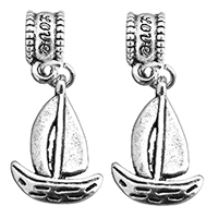 Vehicle Shaped Tibetan Style Pendants, Sail Boat, antique silver color plated, nickel, lead & cadmium free, 13x19x2mm, 31mm, Hole:Approx 4.5mm, 100PCs/Bag, Sold By Bag