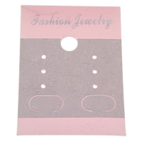 Plastic Earring Stud Display Board, Rectangle, fashion jewelry & pearlized & decal, pink, 50x37x0.50mm, 500PCs/Bag, Sold By Bag