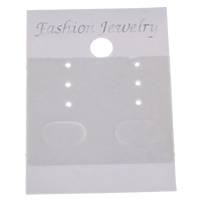 Plastic ørering stud lystavle, Rektangel, mode smykker & mærkat, hvid, 38x52x1mm, 500pc'er/Bag, Solgt af Bag