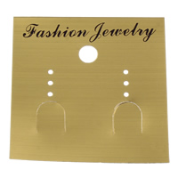 plastica piano da esposizione per orecchini a borchia, Quadrato, gioielli di moda, oro, 50x50x0.50mm, 500PC/borsa, Venduto da borsa