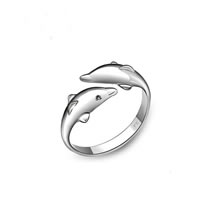 925 Sterling Silver Cuff Finger Ring, Delfinas, moters, Dydis:6-8, 3kompiuteriai/Pirkimo, Pardavė Pirkimo