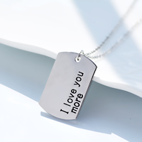 Unisex Necklace, Tibetan Style, with 1.96 lnch extender chain, I love you more, platinum color plated, oval chain & with letter pattern & enamel, nickel, lead & cadmium free, 29x19mm, Sold Per 17.7 Inch Strand