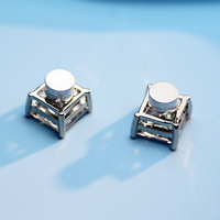 Zinc Alloy Magnetic Stud Earring, med Cubic Zirconia, messing ørering indlæg, Square, platin farve forgyldt, forskellig størrelse for valg & for kvinde, nikkel, bly & cadmium fri, Solgt af par