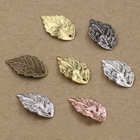 Brass Jewelry Pendants, Leaf, plated, more colors for choice, nickel, lead & cadmium free, 10x18mm, Hole:Approx 1.5mm, 200PCs/Bag, Sold By Bag