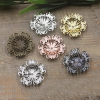 Capuchon pour perle en laiton, fleur, Placage, plus de couleurs à choisir, protéger l'environnement, sans nickel, plomb et cadmium, 32mm, 50PC/sac, Vendu par sac