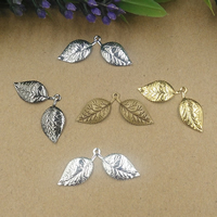 Brass Jewelry Pendants, Leaf, plated, more colors for choice, nickel, lead & cadmium free, 13x32mm, Hole:Approx 1.5mm, 100PCs/Bag, Sold By Bag