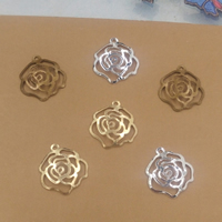 Brass Jewelry Pendants Rose plated nickel lead & cadmium free 13mm Approx 1.5mm Sold By Bag
