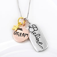 925 Sterling Silver Necklaces plated box chain & with letter pattern & for woman & enamel 0.8mm Sold Per Approx 18 Inch Strand