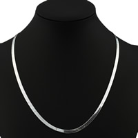 Mässing Chain Necklace, silver pläterad, fiskbens kedja, nickel, bly och kadmium gratis, 4mm, Såld Per Ca 18.5 inch Strand