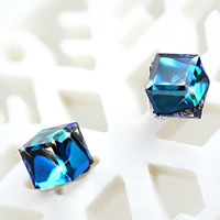 Cubic Zircon (CZ) Stud Earring Zinc Alloy with Cubic Zirconia stainless steel post pin Cube platinum color plated faceted lead & cadmium free Sold By Pair