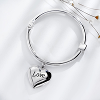 Tibetan Style Locket Bangle, Heart, word love, platinum color plated, for woman, nickel, lead & cadmium free, 29mm, Inner Diameter:Approx 62mm, Sold By PC