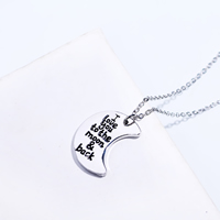 Zinc Alloy Jewelry Necklace with 1.96 lnch extender chain Moon platinum color plated oval chain & with letter pattern & for woman & enamel nickel lead & cadmium free 24mm Sold Per Approx 17.7 Inch Strand