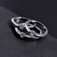 Zinklegering ringen, Zinc Alloy, met Cubic Zirconia, platinum plated, verschillende grootte voor keus & voor vrouw, nikkel, lood en cadmium vrij, Verkocht door PC
