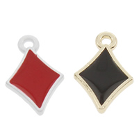 Tibetan Style Enamel Pendants, Rhombus, plated, with painted, more colors for choice, lead & cadmium free, 9.50x15x2mm, Hole:Approx 1mm, 50PCs/Bag, Sold By Bag
