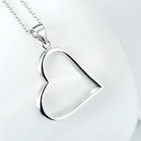 Sterling Sølv Halskæder, 925 Sterling Sølv, Heart, oval kæde & for kvinde, 22x31mm, 1.2mm, Solgt Per Ca. 18 inch Strand