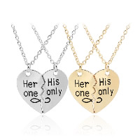 Couple Necklace Zinc Alloy with 1.9lnch extender chain Heart plated oval chain & with letter pattern & for woman & enamel nickel lead & cadmium free Length Approx 17.7 Inch Sold By Pair