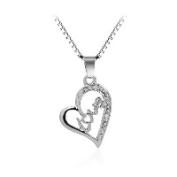 Zinc Alloy Jewelry Necklace with 1.9lnch extender chain Heart word love silver color plated box chain & for woman & with rhinestone nickel lead & cadmium free Sold Per Approx 17.7 Inch Strand