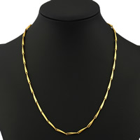 Messing Chain halskæde, guldfarve belagt, bar kæde, nikkel, bly & cadmium fri, 3mm, Solgt Per Ca. 17.5 inch Strand