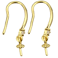 Brass Hook Earwire, real gold plated, with rhinestone, nickel, lead & cadmium free, 10x18x3mm, 3x6x3mm, 0.8mm, 0.7mm, 10Pairs/Lot, Sold By Lot