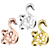 Brass Pendant Component, Swan, plated, with rhinestone, more colors for choice, nickel, lead & cadmium free, 19x23x3.50mm, Hole:Approx 4x2mm, 10PCs/Lot, Sold By Lot