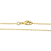 Mosaz náhrdelník řetěz, skutečný pozlacené, Vysoce kvalitní a nikdy nezmizí & oválný řetězu, nikl, olovo a kadmium zdarma, 1.50x1x0.10mm, Délka Cca 18 inch, 10přediva/Lot, Prodáno By Lot