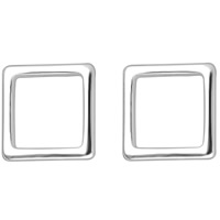 Brass Stud Earring, Square, real silver plated, for woman, lead & cadmium free, 10-20mm, Sold By Pair