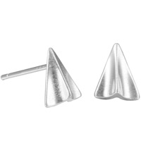 Brass Stud Earring, Airplane, real silver plated, for woman, lead & cadmium free, 7.6x6.2mm, Sold By Pair