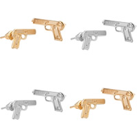 Mässing Stud Örhänge, Gun, plated, för kvinna, fler färger för val, leda & kadmiumfri, 17x9.8mm, Säljs av Par