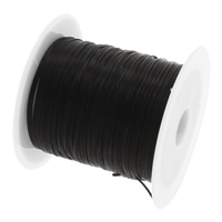 Cordon en nylon, avec bobine plastique, élastique, noire, 0.6mm, 25PC/sac, Environ 10m/PC, Vendu par sac