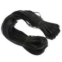 Couro do plutônio corda, preto, 3.2x1.2mm, Aprox 100m/PC, vendido por PC