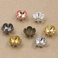 Brass Bead Cap, Flower, plated, more colors for choice, nickel, lead & cadmium free, 13x5mm, Hole:Approx 1.5mm, 100PCs/Bag, Sold By Bag