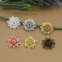 Brass Bead Cap, Flower, plated, more colors for choice, nickel, lead & cadmium free, 16mm, Hole:Approx 1.5mm, 100PCs/Bag, Sold By Bag