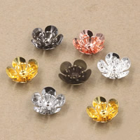 Brass Bead Cap, Flower, plated, more colors for choice, nickel, lead & cadmium free, 16x6mm, Hole:Approx 1.5mm, 50PCs/Bag, Sold By Bag