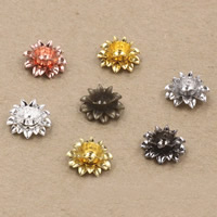 Brass Bead Cap, Flower, plated, more colors for choice, nickel, lead & cadmium free, 11x5mm, Hole:Approx 1.5mm, 100PCs/Bag, Sold By Bag