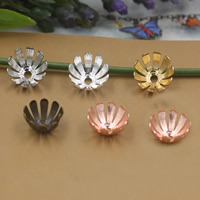 Capuchon pour perle en laiton, fleur, Placage, plus de couleurs à choisir, protéger l'environnement, sans nickel, plomb et cadmium, 13x5mm, Trou:Environ 1.5mm, 200PC/sac, Vendu par sac