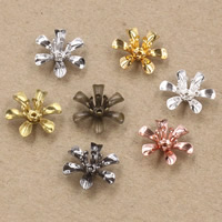 Messing Perlenkappe, Blume, plattiert, keine, frei von Nickel, Blei & Kadmium, 14x5mm, Bohrung:ca. 1.5mm, 100PCs/Tasche, verkauft von Tasche