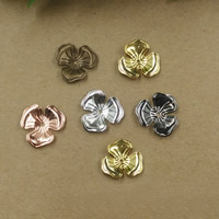 Capuchon pour perle en laiton, fleur, Placage, plus de couleurs à choisir, protéger l'environnement, sans nickel, plomb et cadmium, 16x2mm, Trou:Environ 1.5mm, 100PC/sac, Vendu par sac