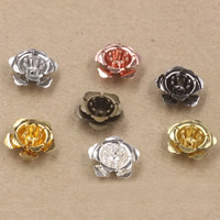 Messing Perlenkappe, Blume, plattiert, keine, frei von Nickel, Blei & Kadmium, 15x7mm, Bohrung:ca. 1.5mm, 50PCs/Tasche, verkauft von Tasche