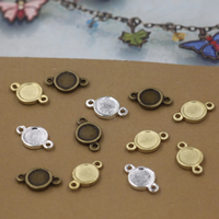 Mässing smycken Connector, Flat Round, plated, 1/1 slinga, fler färger för val, nickel, bly och kadmium gratis, 11x7mm, Hål:Ca 1.5mm, 100PC/Bag, Säljs av Bag