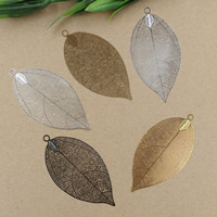 Brass Jewelry Pendants, Leaf, plated, more colors for choice, nickel, lead & cadmium free, 75x35mm, Hole:Approx 1.5mm, 10PCs/Bag, Sold By Bag
