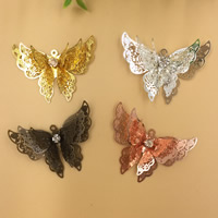 Rhinestone Brass Pendants with Rhinestone Butterfly plated nickel lead & cadmium free Approx 1.5mm Sold By Bag