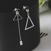 Asymmetric Earrings Zinc Alloy brass post pin Triangle plated for woman nickel lead & cadmium free 15mm 60mm Sold By Pair