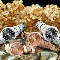 ONTHEEDGE® vrouwen Jewelry Watches Horloges, Wolfraam staal, met Glas & Roestvrij staal, plated, 30M waterdichte & verschillende ontwerpen voor de keuze & voor vrouw & met strass, 24x8mm, Lengte Ca 6.8 inch, Verkocht door PC