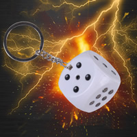ABS Plastic Electric Shocking Dice, with Iron, platinum color plated, LED, 32x32mm, Sold By PC
