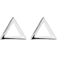 Brass Stud Earring, Triangle, real silver plated, for woman, lead & cadmium free, 10-20mm, Sold By Pair